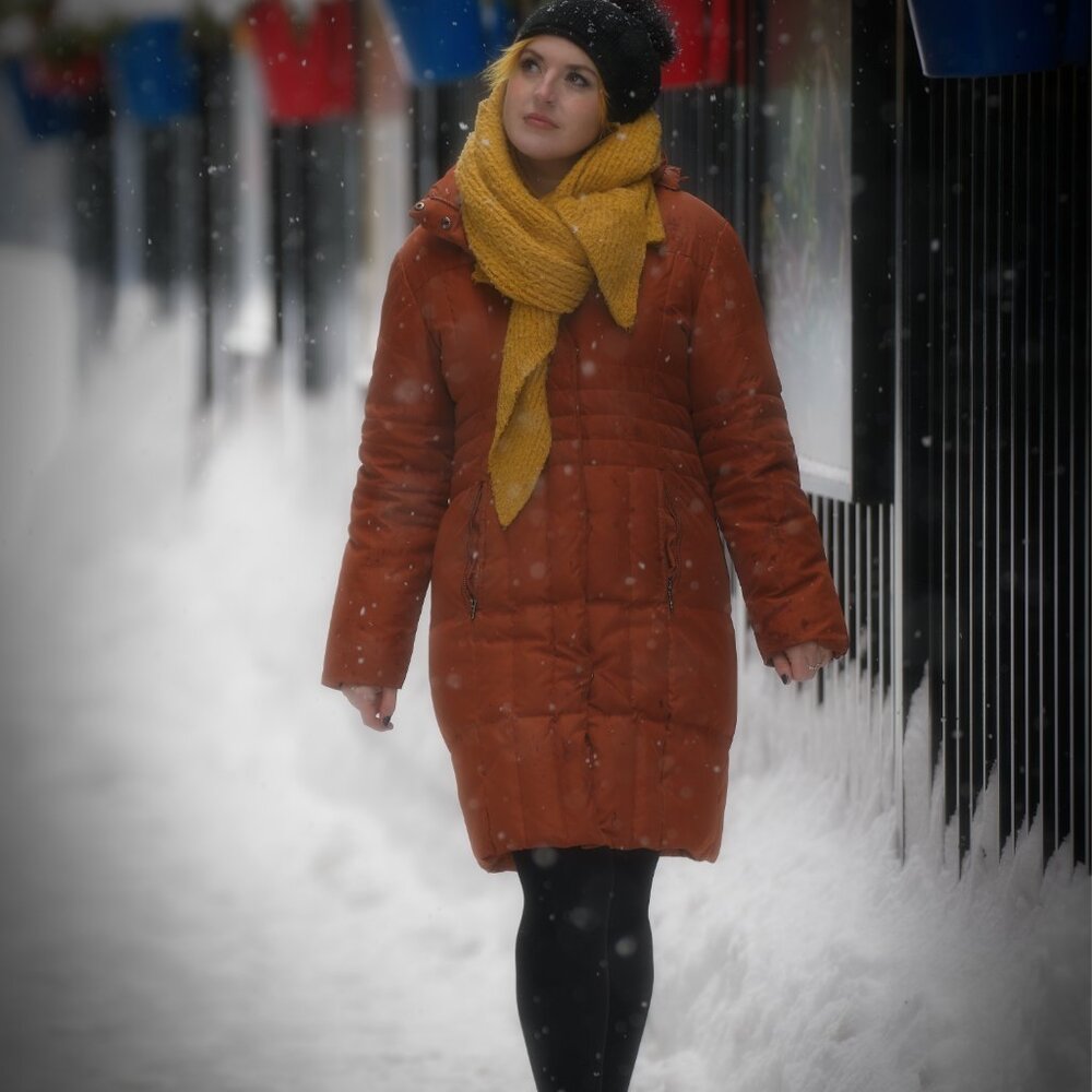 Women's Quilted Hooded Coat Rusty color